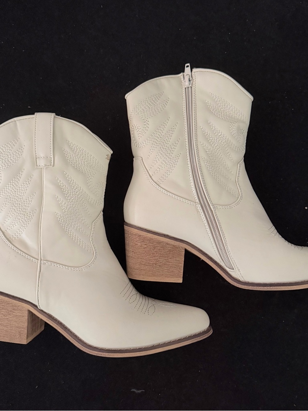 Altar’d State Women's Cream Western Ankle Boots